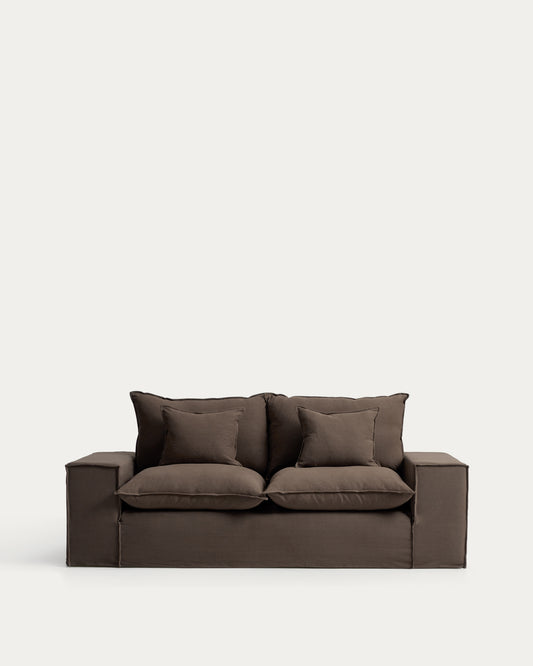 Sofa Anarela sa skidivom navlakom, 2 sedišta, od 100% lana u topo boji 240 cm FSC Mix Credit