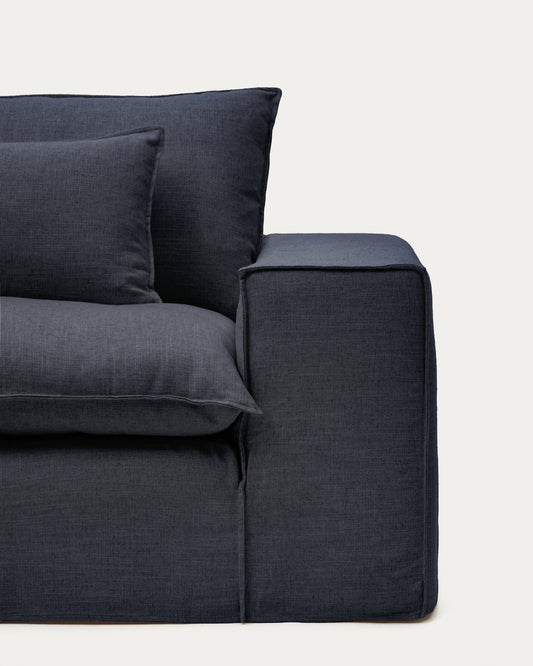 Sofa sa skidivom navlakom Anarela 2 sedišta od lana i viskoze tamnosiva 240 cm FSC Mix Credit
