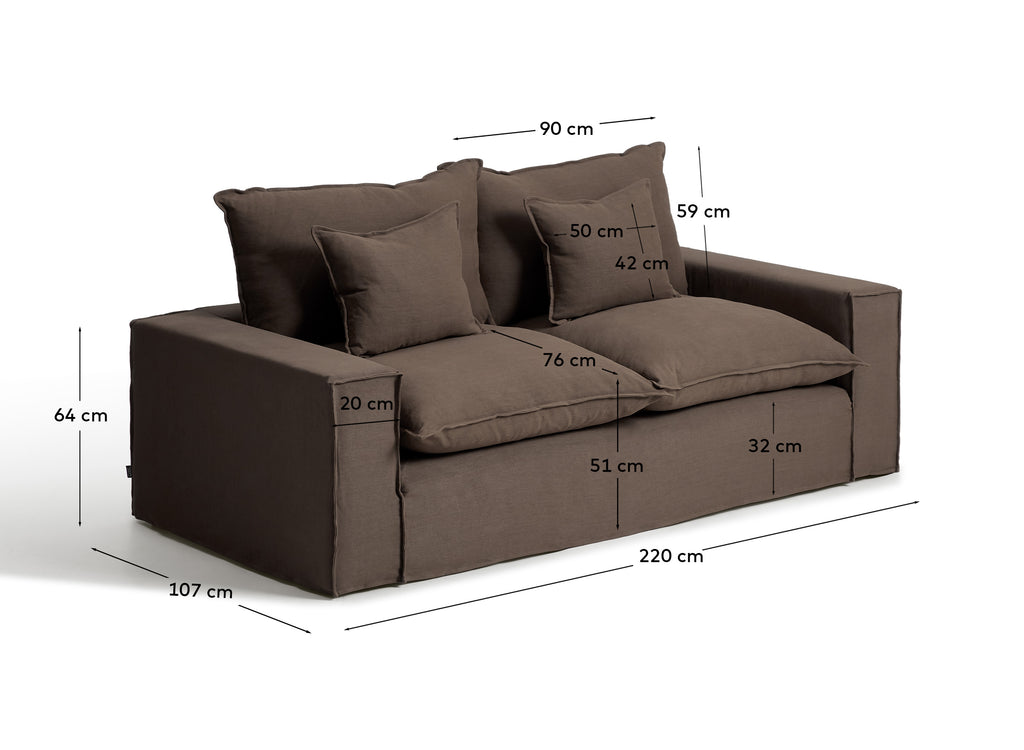 Sofa Anarela 2 sedišta 220 cm sa skidivim navlakama i personalizovanom tkaninom