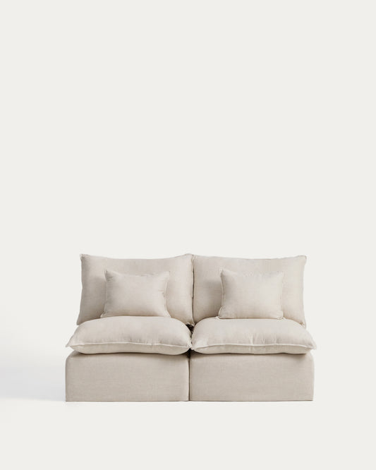 Anarela bež modularna dvosed sofa od lana i viskoze sa uklonjivom navlakom, 180 cm FSC Mix Credit