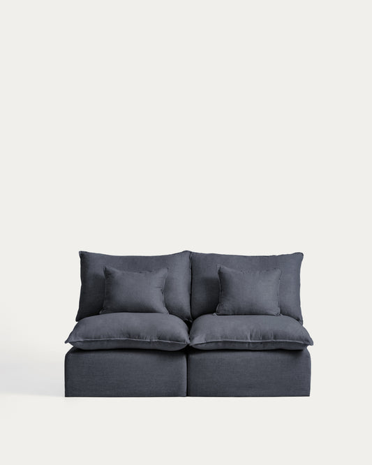 Modularna sofa sa skidivom navlakom Anarela 2 sedišta od lana i viskoze tamnosiva 180 cm FSC Mix Credit