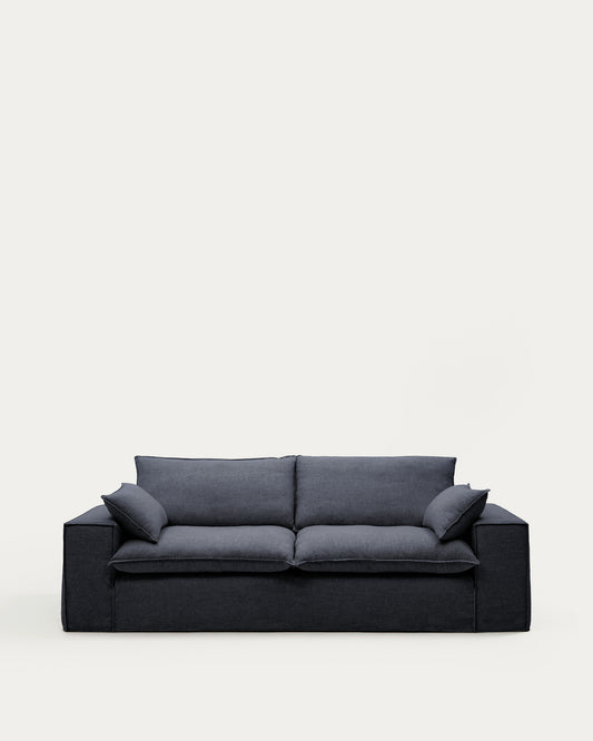 Sofa sa skidivom navlakom Anarela 3 sedišta od lana i viskoze tamnosiva 280 cm FSC Mix Credit