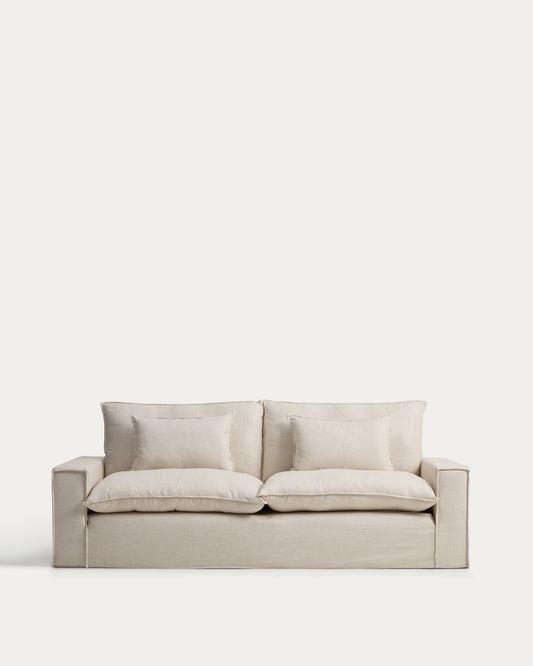 Anarela bež trosed sofa od lana i viskoze sa uklonjivom navlakom, 260 cm FSC Mix Credit