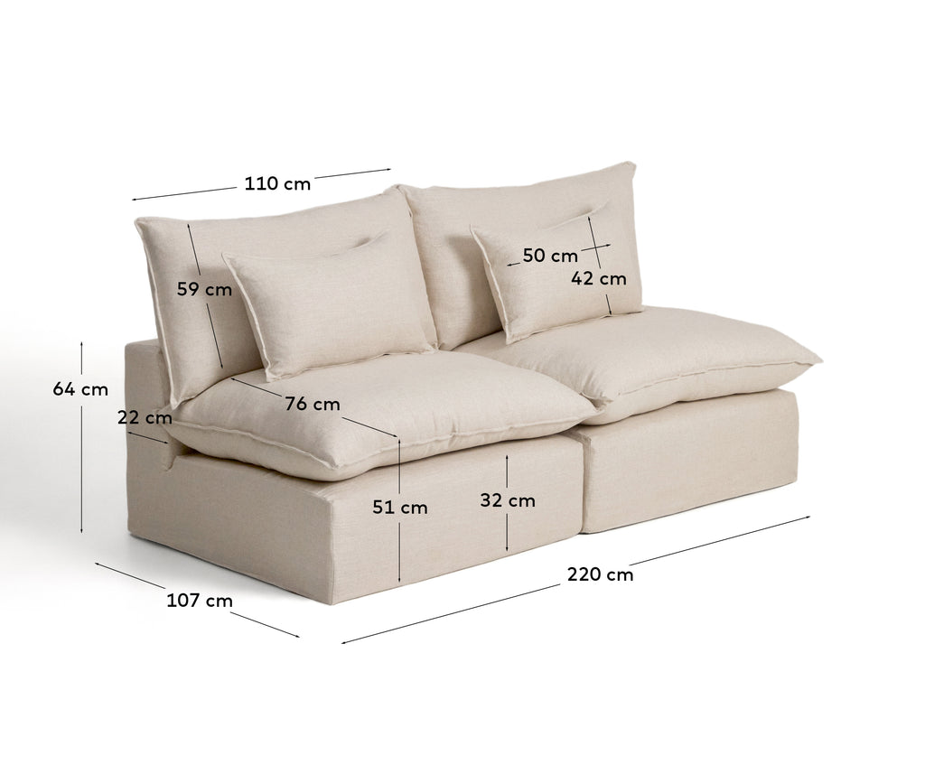 Modularna sofa sa skidivom navlakom Anarela 3 sedišta od lana i viskoze bež 220 cm FSC Mix Credit