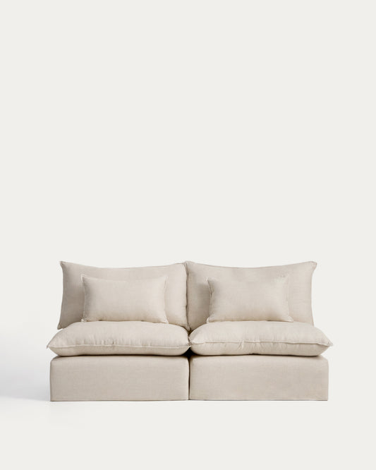 Anarela bež modularna trosed sofa od lana i viskoze sa uklonjivom navlakom, 220 cm FSC Mix Credit