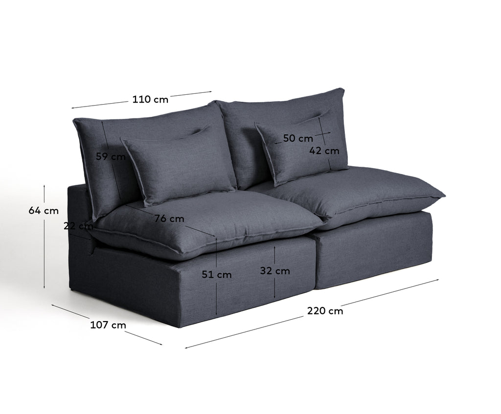 Modularna sofa sa skidivom navlakom Anarela 3 sedišta od lana i viskoze tamnosiva 220 cm FSC Mix Credit
