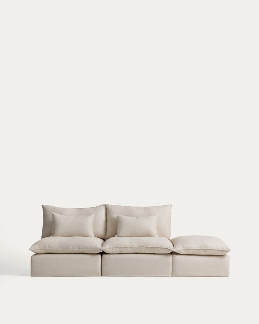 Anarela bež modularna trosed sofa od lana i viskoze sa krajnjim modulom i uklonjivom navlakom, 310 cm FSC Mix Credit