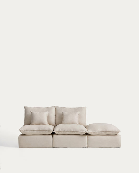 Anarela bež modularna dvosed sofa od lana i viskoze sa krajnjim modulom i uklonjivom navlakom, 270 cm FSC Mix Credit