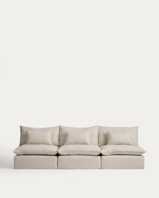 Anarela bež modularna sofa za petoro od lana i viskoze sa uklonjivom navlakom, 330 cm FSC Mix Credit