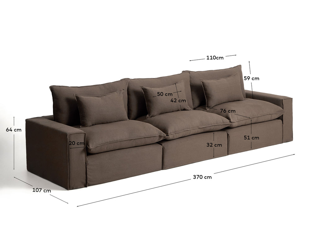 Modularna sofa sa skidivom navlakom Anarela 5 sedišta od lana topo 370 cm FSC Mix Credit