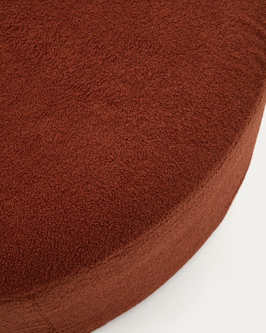 Kaeli footrest with removable cover made of terracotta boucle Ø 120 cm