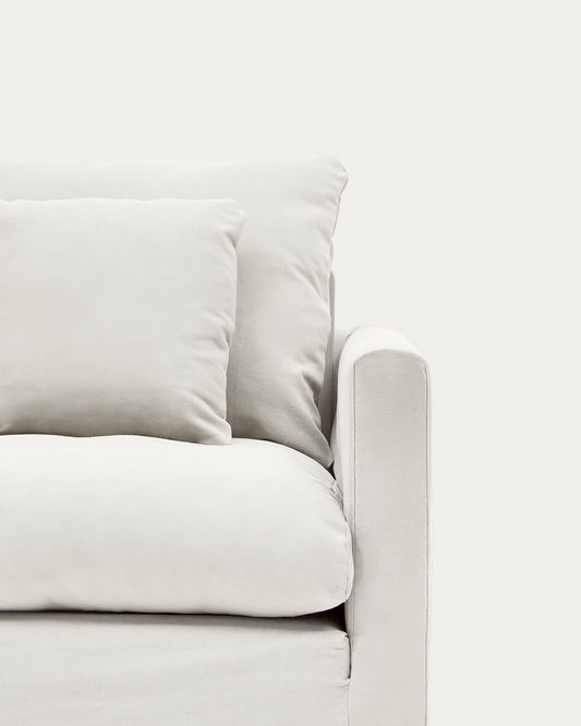 Nora armchair cover in ecru linen and cotton 92cm