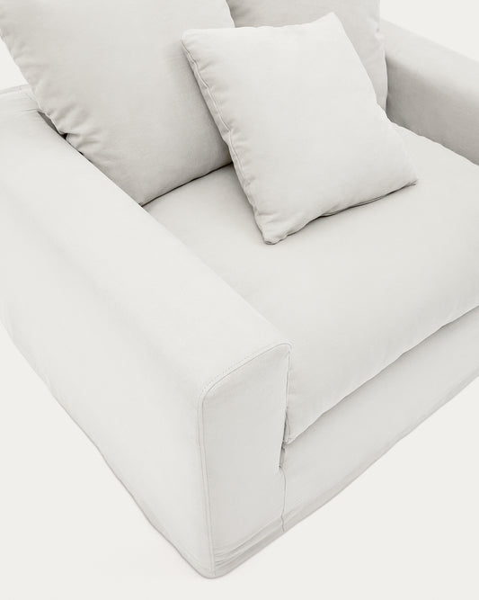 Nora presvlaka za fotelju od ekru lana i pamuka 140 cm