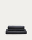 Nora 4-seater sofa cover in anthracite grey linen and cotton