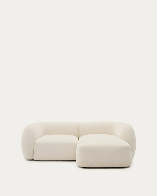 Martina ecru chenille 2-seater modular sofa with right chaise longue 230cm