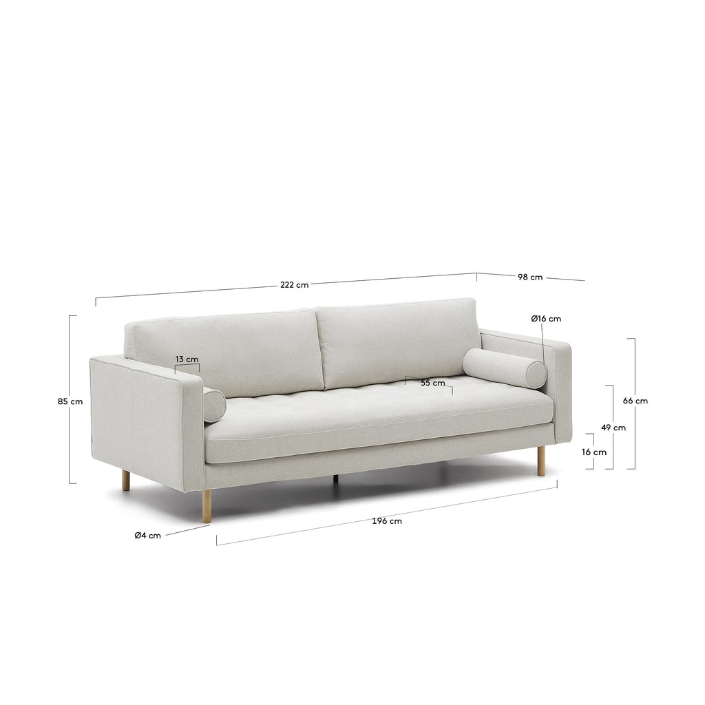Debra trosed sofa od bisernog šenila i prirodnih nogu, 222 cm FSC Mik Credit