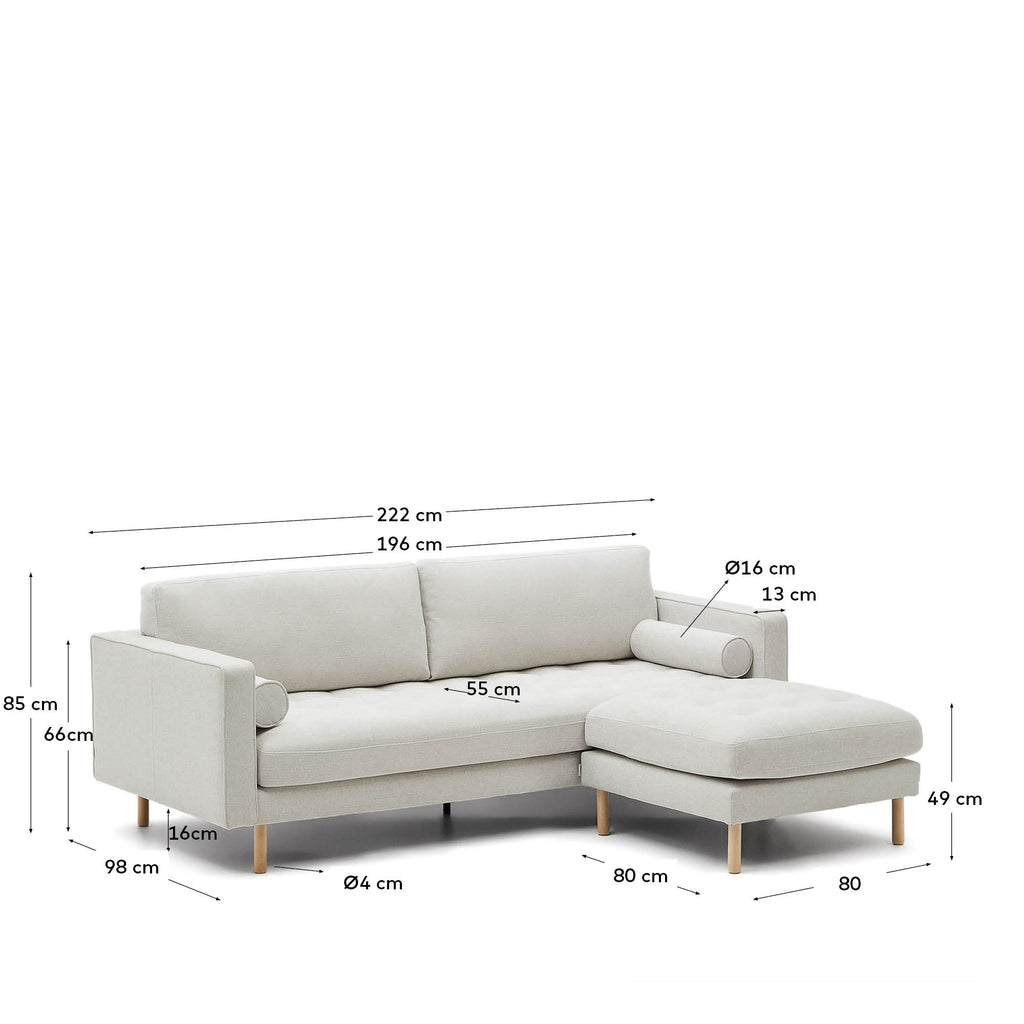 Debra 3 seater sofa with pearl chenille footrest and natural legs 222 cm FSC Mix Credit