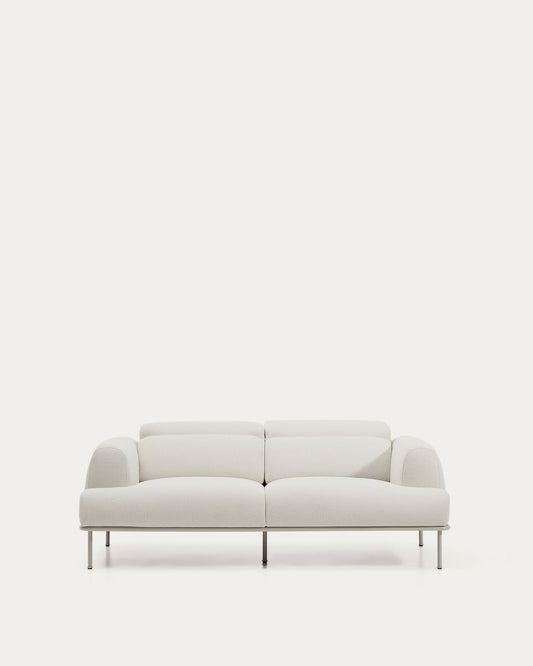 Aurum dvosed sofa od ekri šenila sa nagibnim naslonom za glavu i mat bež metalnom bazom, 214 cm FSC Mix Credit