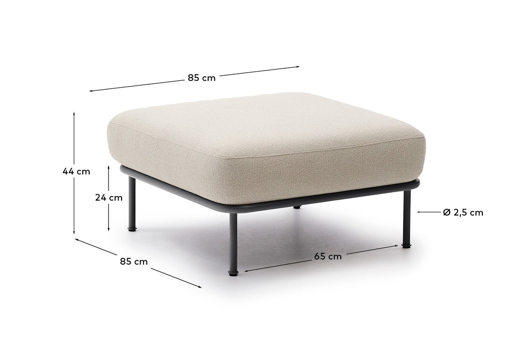 Aurum, ekru oslonac za noge i mat siva metalna baza 85 x 85 cm FSC Mik Credit