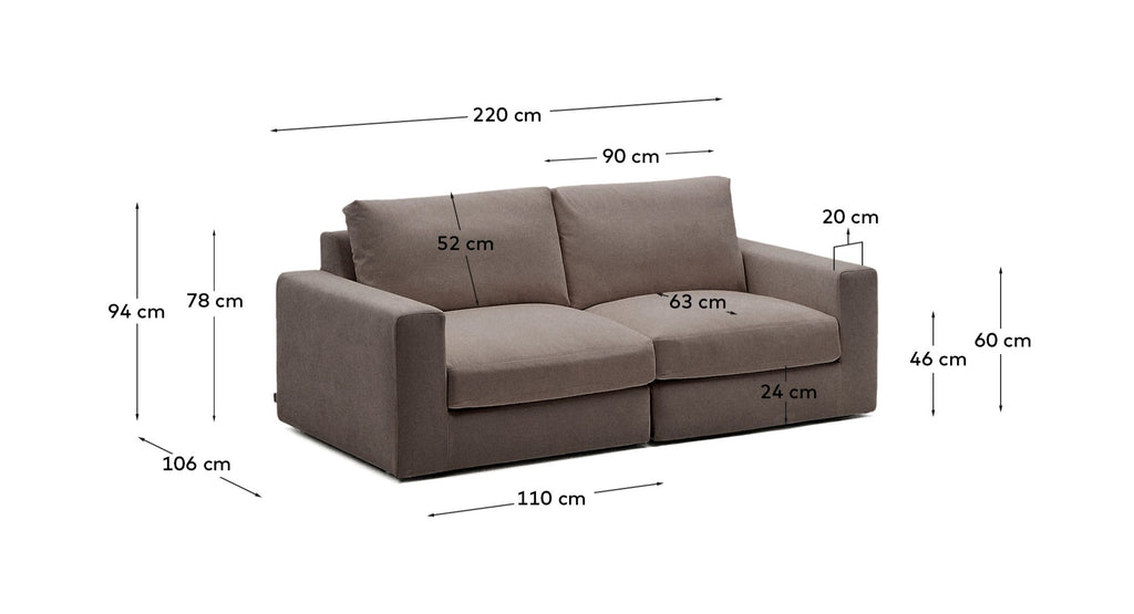 Modularni trosed sa odvojivom navlakom Alea, trosed 3 mesta, tamnosmeđa boja, 220 cm