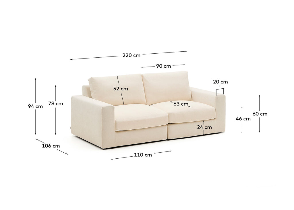 Alea ekru chenille 3-seda modularna sofa sa poklopcem koji se može skinuti 220cm