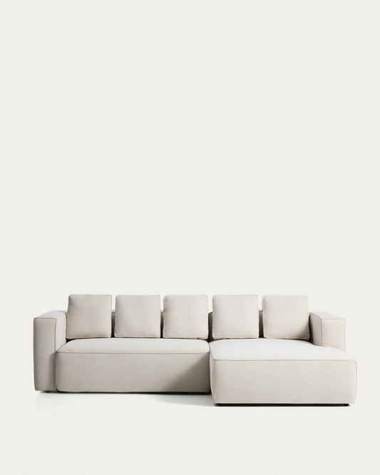 Marela bež chenille trosedna sofa na razvlačenje sa desnim lenjivcem 276 cm FSC Mix Credit