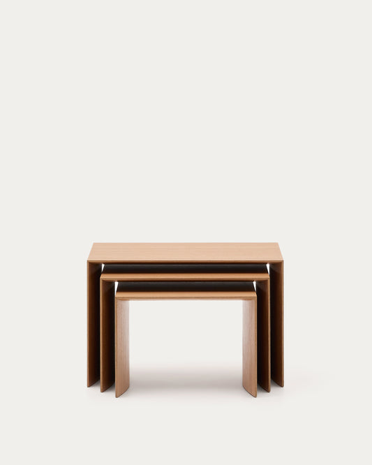 Litto set od 3 stola za gniježđenje od hrastovog furnira FSC Mix Credit 60 x 40 / 51 x 36 / 42 x 31 cm