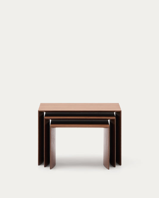 Litto set od 3 stola od orahovog furnira FSC Mix Credit 60 x 40 / 51 x 36 / 42 x 31 cm