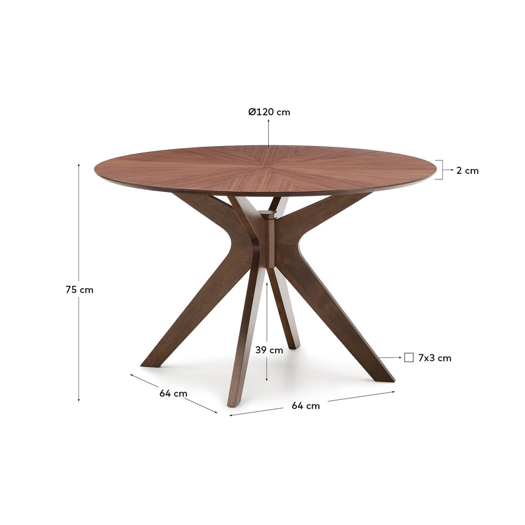 Naanim okrugli sto od orahovog furnira, Ø 120 cm