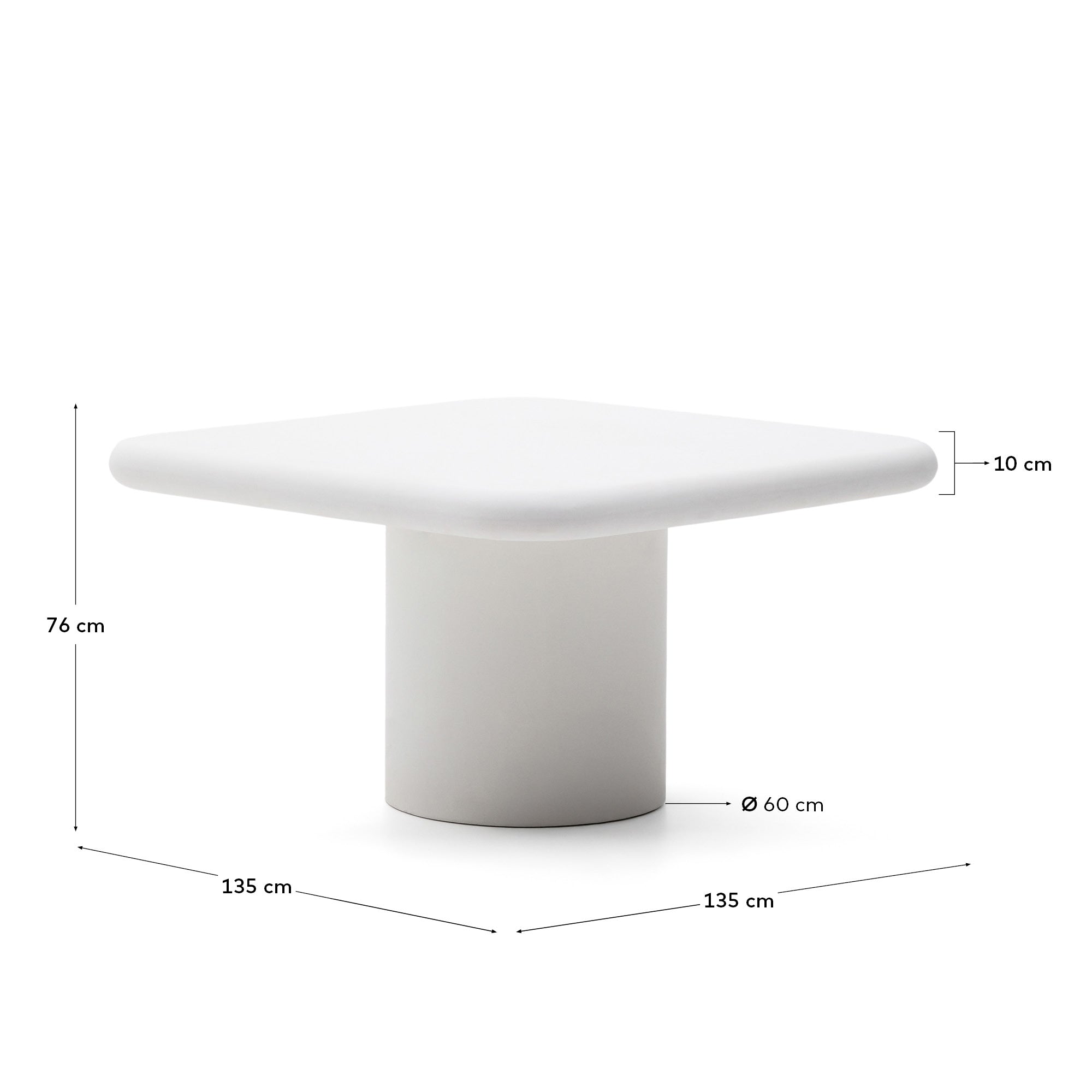 Addaia beli cementni sto, 135 x 135 cm