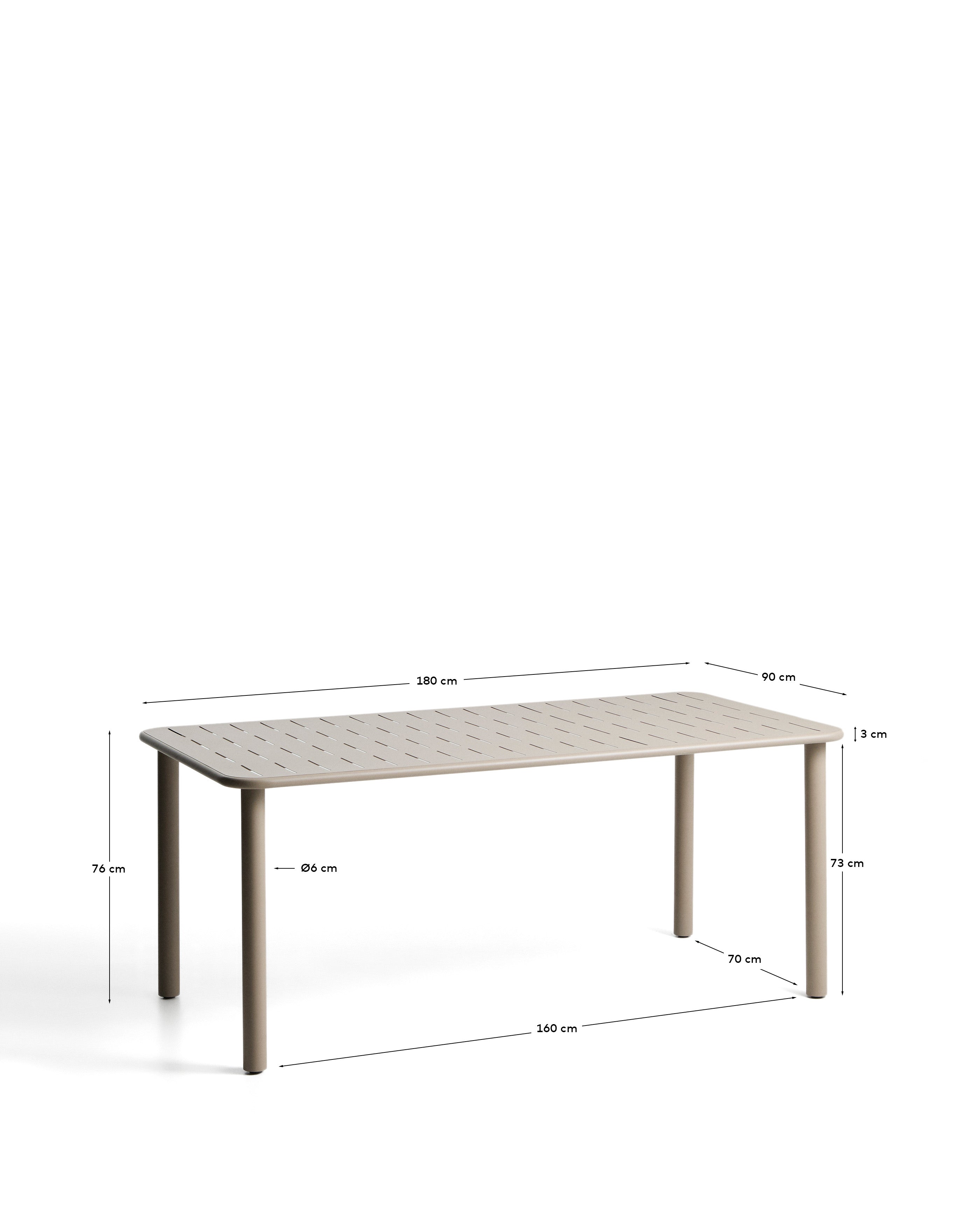 Brai baštenski sto od pocinkovanog čelika, taupe boja, 180 x 90 cm