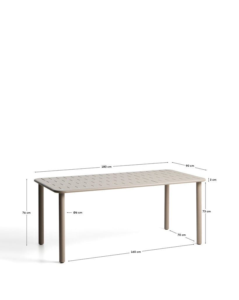 Brai baštenski sto od pocinkovanog čelika boje taupe 180 x 90 cm