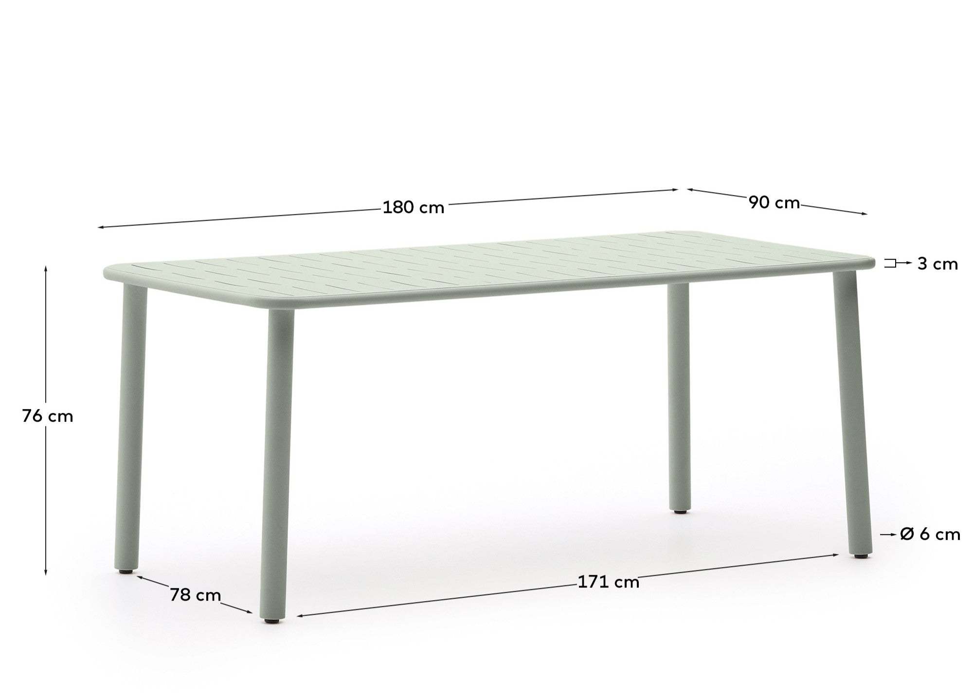 Brai baštenski sto od tirkiznog pocinkovanog čelika, 180 x 90 cm