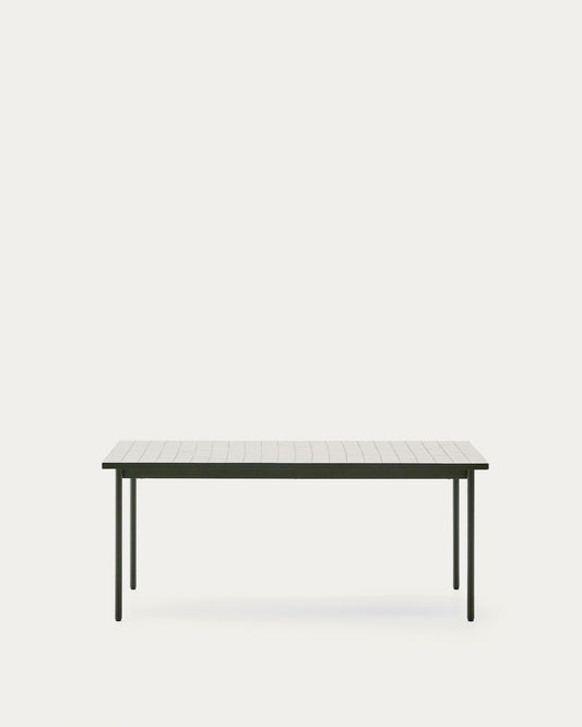 Maurina spoljni sto od zelenog pocinkovanog čelika sa ekru pločicama 182 x 91 cm