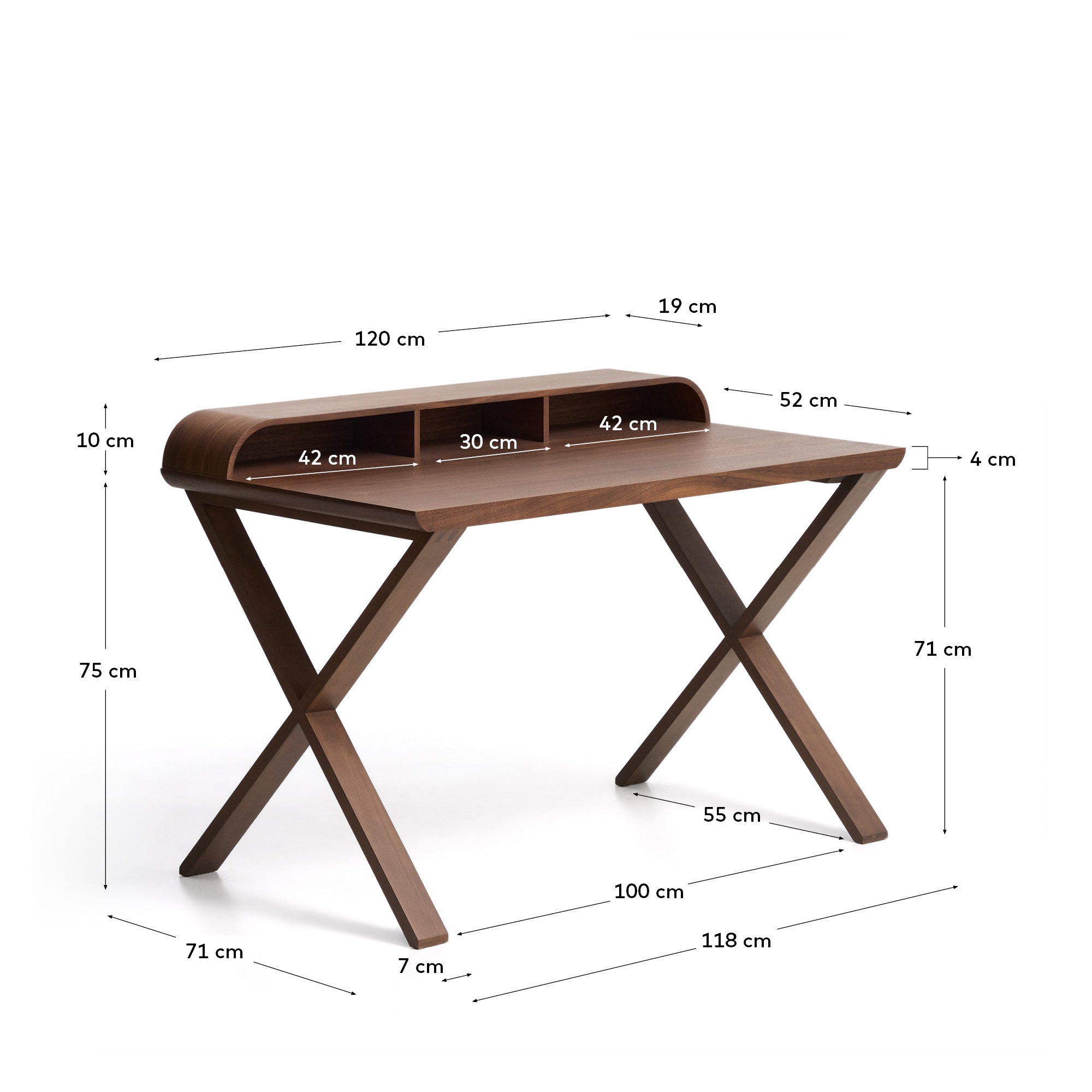 Dilare walnut veneer desk 120 x 85cm