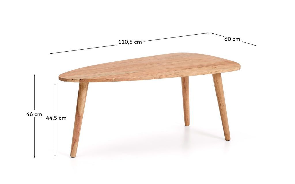Blown coffee table made of solid acacia with bleached finish Ø110 x 60 cm