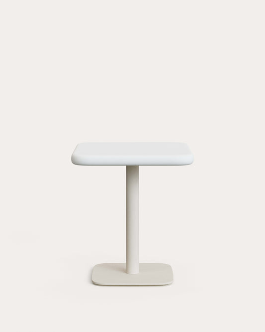 Dina spoljni sto sa belim cementnim vrhom 70x70cm i belim čeličnim postoljem 48x48x72cm