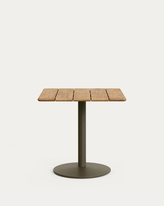 Esilda spoljni sto sa FSC 100% bagremom pločom 80x80cm i zelenim čeličnim postoljem Ø55x72cm