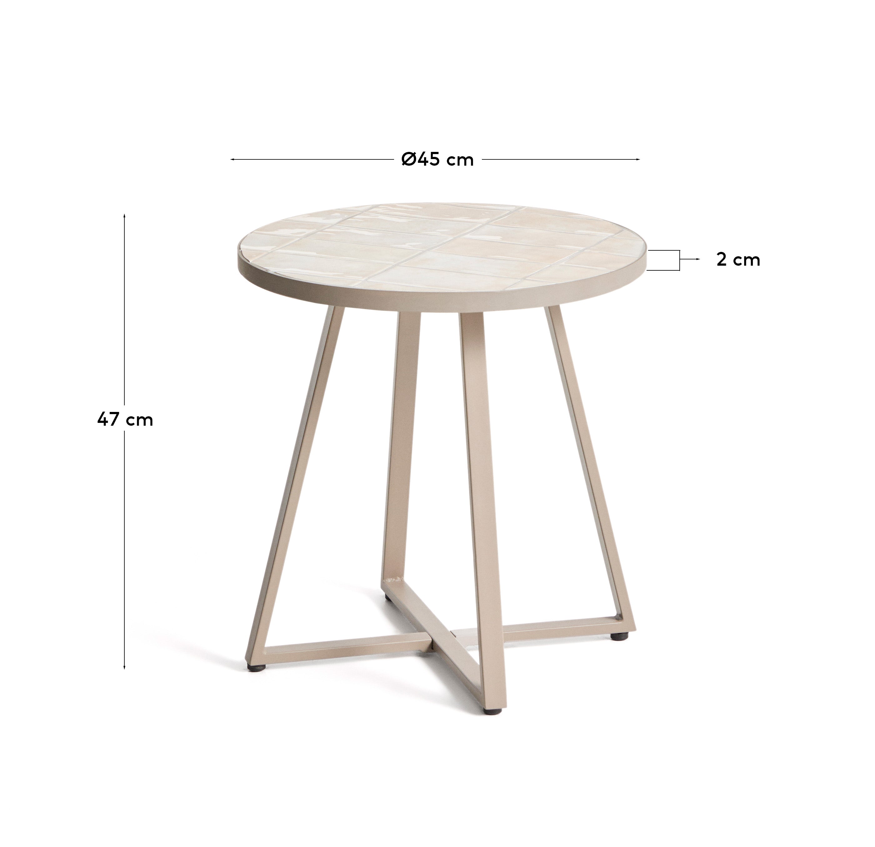 Tella okrugli sto za odlaganje od pocinkovanog čelika sa bež pločicama, Ø 45 cm