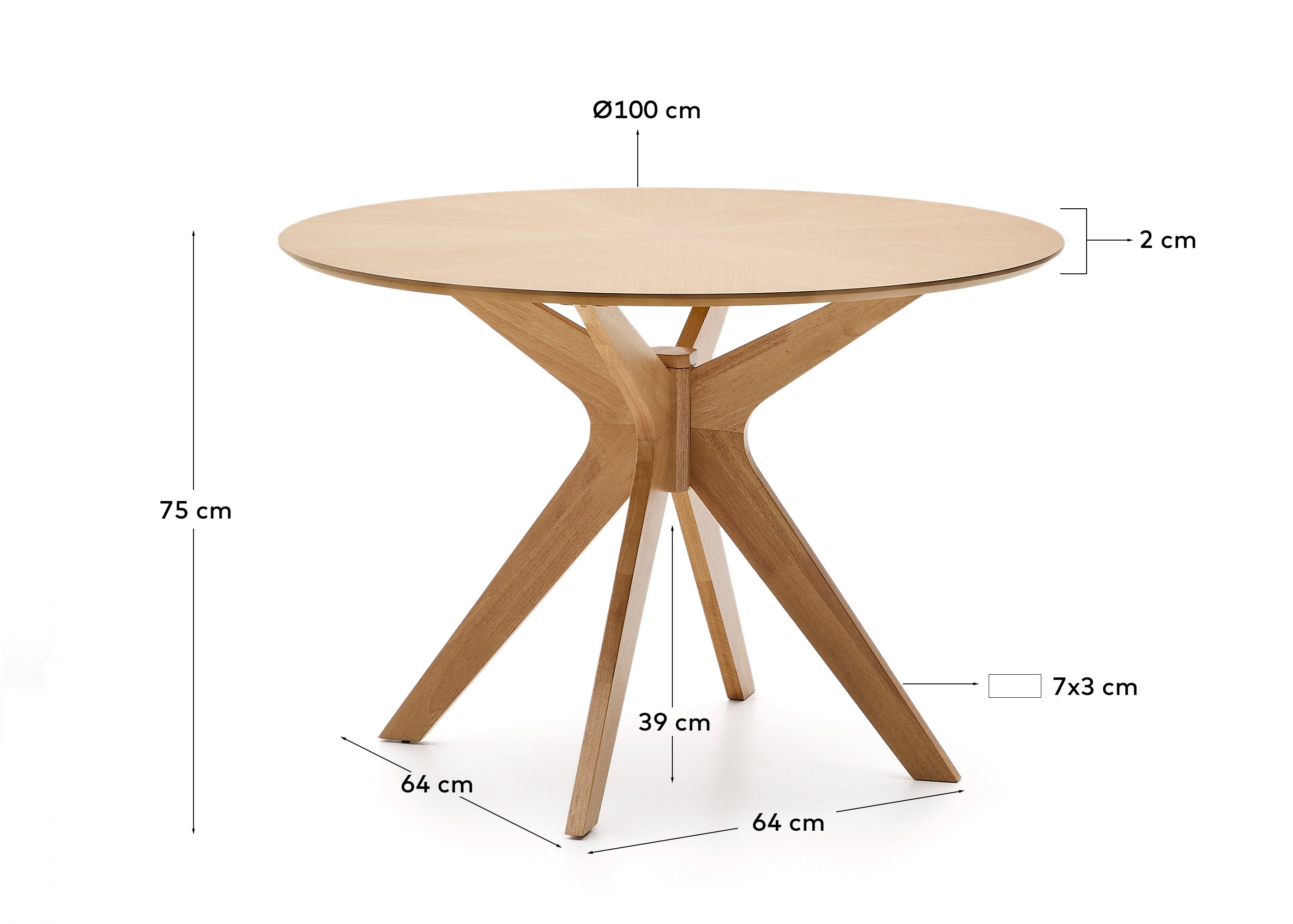 Naanim okrugli sto od furnira hrasta, Ø 100 cm