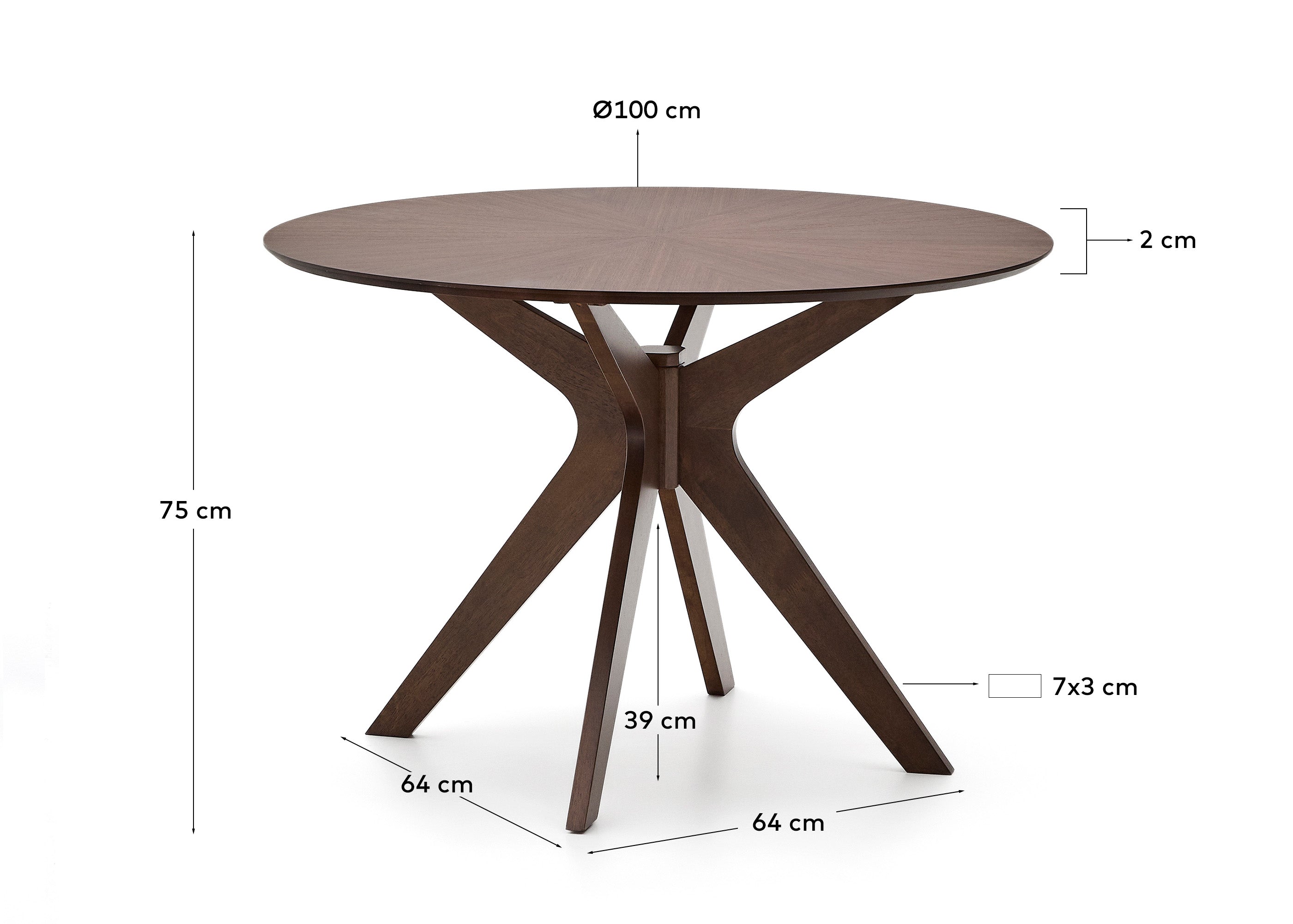 Naanim okrugli sto od orahovog furnira, Ø 100 cm