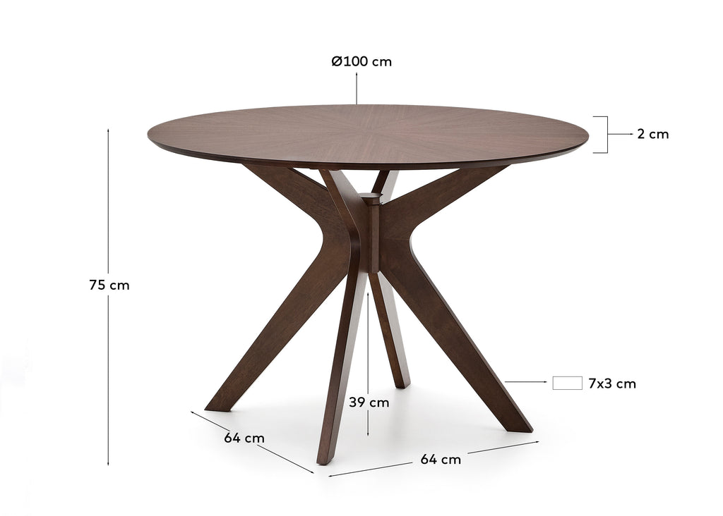 Naanim okrugli sto od orahovog furnira, Ø 100 cm
