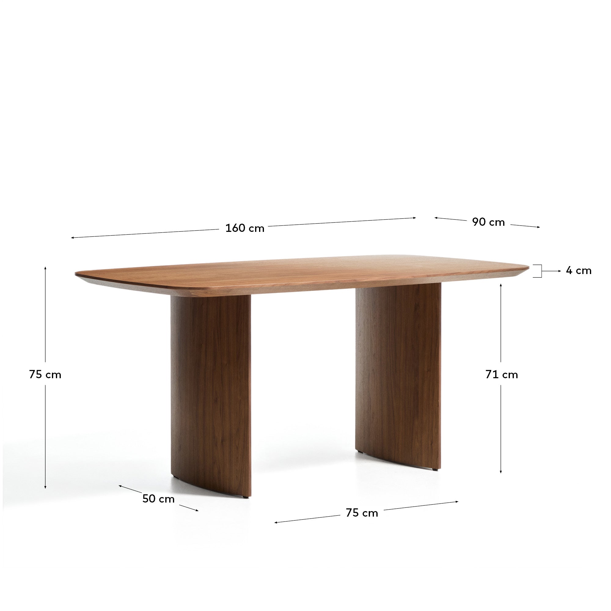 Litto table made from walnut veneer, 160 x 90 cm