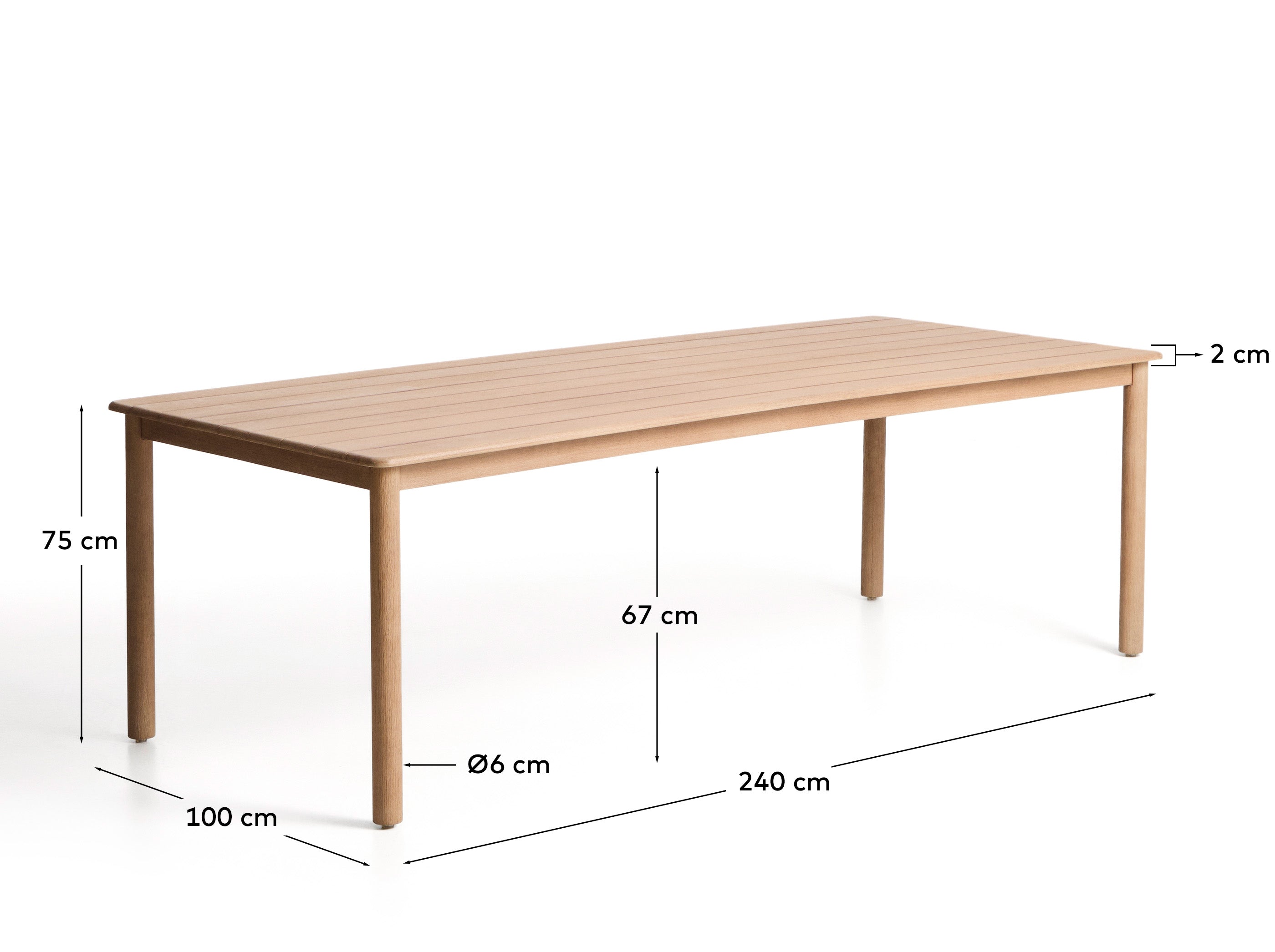 Sori sto od masivnog drveta bagrema, FSC 100%, 240 x 100 cm