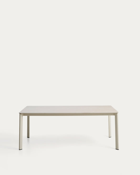 Anafi table in sintered stone and ecru aluminium 180 x 90 cm