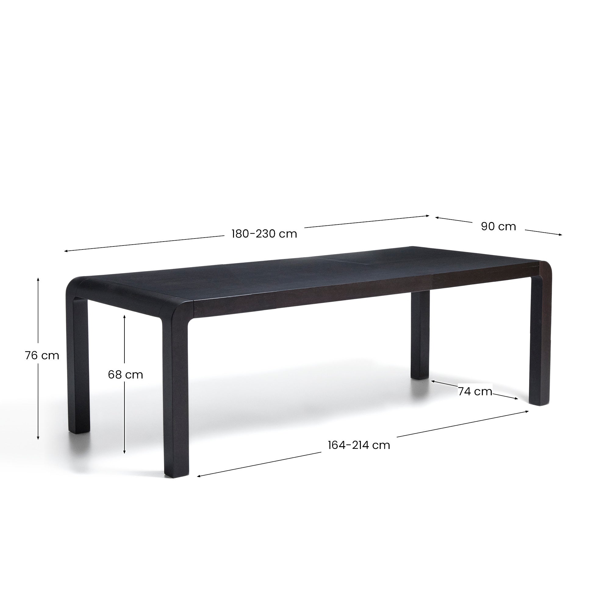 Erisia extendable table in solid oak wood with an ebonized finish 180 (230) x 90 cm FSC 100%
