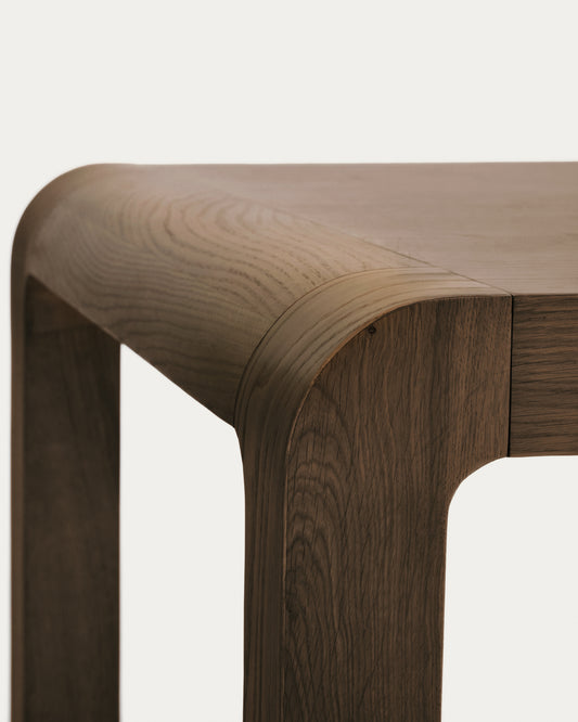 Erisia extendable table in solid oak wood with a dark walnut tone finish 180 (230) x 90 cm FSC 100%