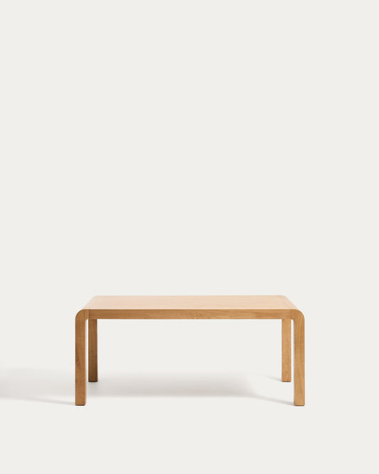 Produživi trpezarijski sto Erisia od masivnog hrastovog drveta sa završnom obradom u prirodnom tonu 180 (230) x 90 cm FSC 100%