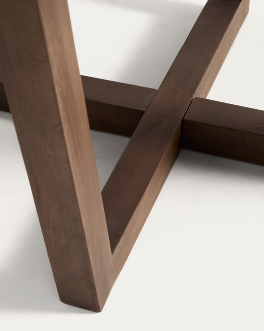 Nahla round table in solid mango wood with walnut finish Ø 90cm
