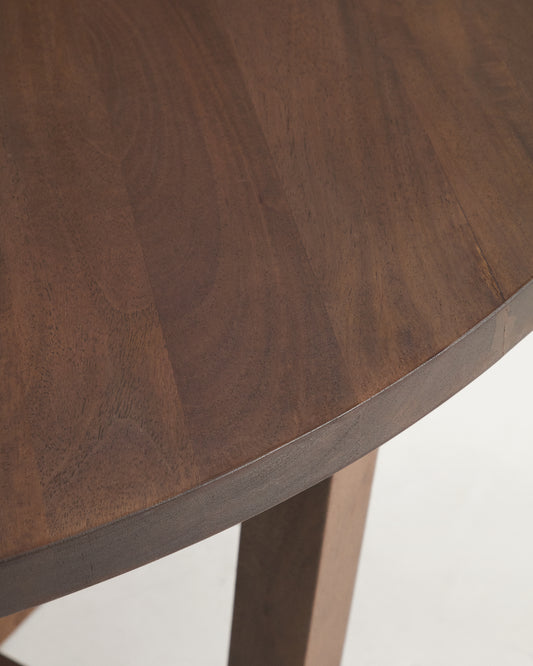 Nahla round table in solid mango wood with walnut finish Ø 120cm